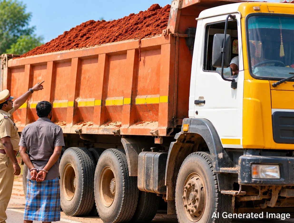 Villupuram: Lorry carrying red soil seized, driver held
